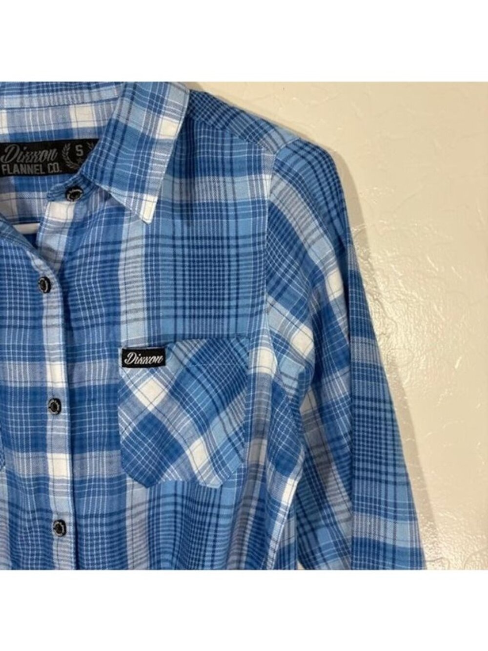 Dixxon Flannel Co. Shirt Dress Womens Small Blue Plaid Belted Long Sleeve - Picture 4 of 7